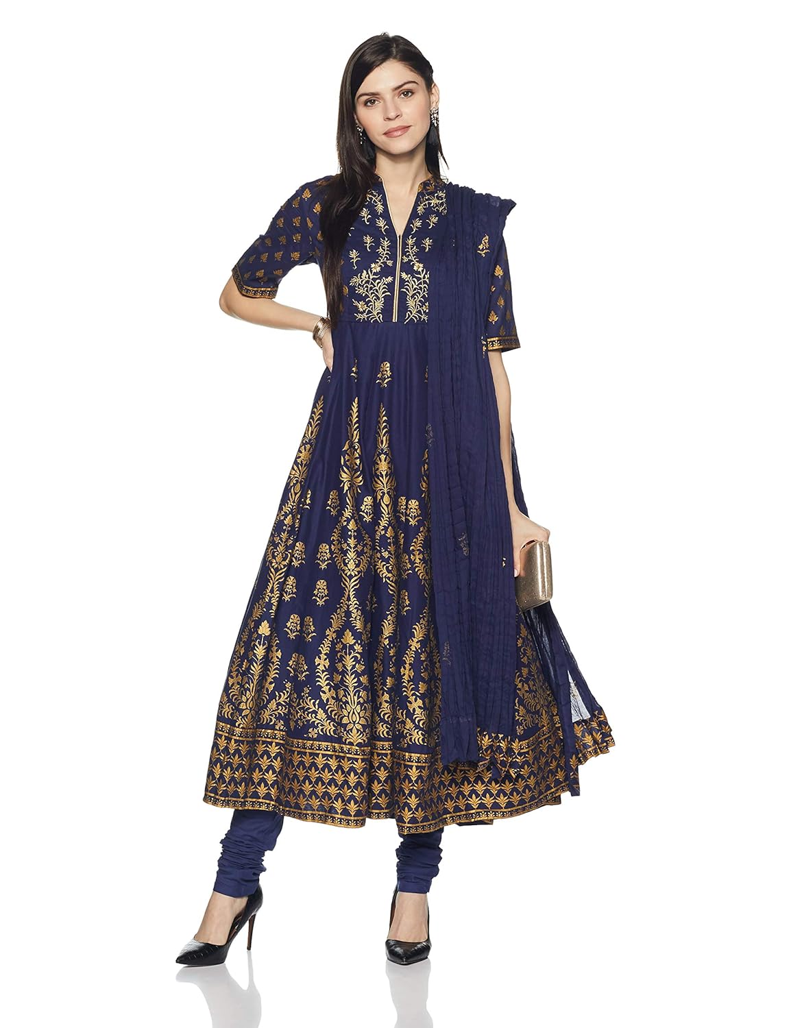 biba women's anarkali salwar suit set