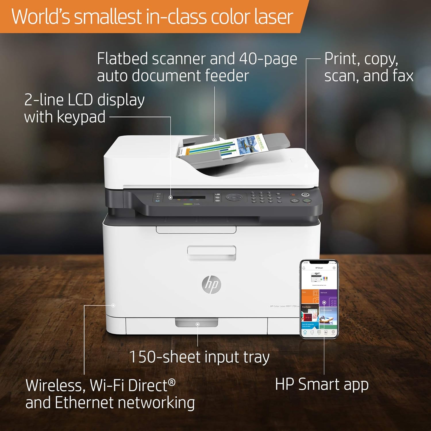 hp color laser 179fnw wireless multifunction printer with fax