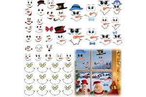 HITLUSTE 44 PCS Christmas Face Stickers for Crafts, Waterproof Transfer Vinyl Decals for Ornaments, Glass, Water Bottles, Cups, Windows, Wall Stickers DIY Cartoon Decor for Party Supplies, 3 Styles