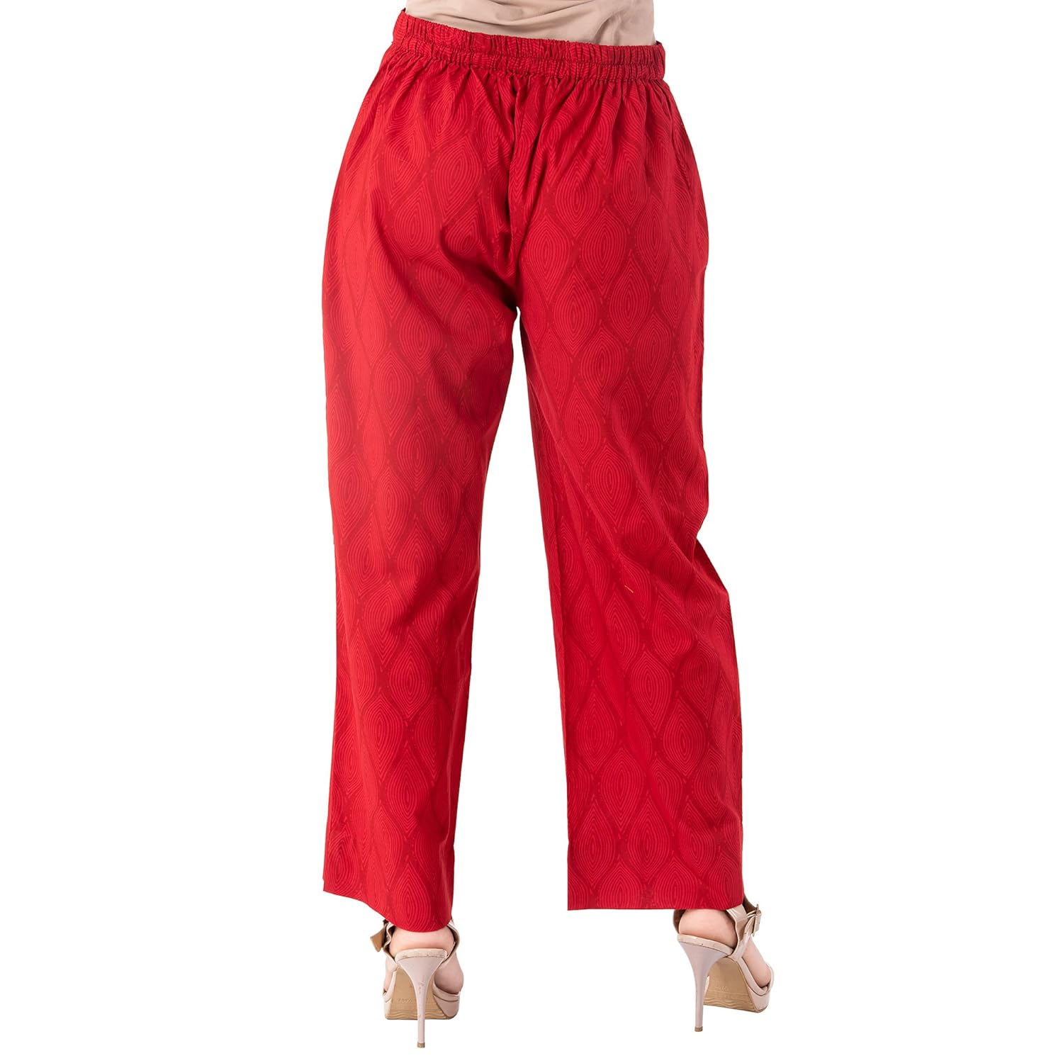 khushal k women's cotton printed red palazzo pant