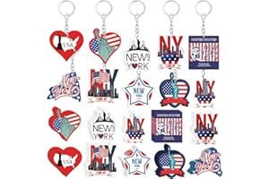 Trnayi 50 Pcs New York Souvenirs Acrylic Keychain Gifts Bulk United State New York Keychain Star Statue of Liberty New York Travel Gift Souvenirs for Women Men Friends