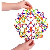 Sunny Days Entertainment Nucleus Expandable Ball - Breathing Toy - Ages 3+ | 5.5-10 in Diameter, Plastic Construction, Rainbow Geometric Design, Concentration And Dexterity, Manual Hand Powered