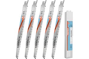 KEENTECH 9 Inch Cr-V Reciprocating Saw Blade 5-Pack for Wood Cutting and Tree Pruning, 5 TPI Fleam Ground Teeth, Compatible with Milwaukee Sawzall and Other Reciprocating Saws