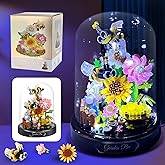 Water Bottle Flower Bee Bouquet Building Blocks with LED String Light and Dust Cover, 588 Pcs Bee Flowers Mini Bricks Toy for Boys & Girls, Adults, Gift for Birthday, Christmas, Mother's Day
