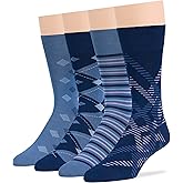 7BigStars Mens Dress Socks – 4 Pack Viscose From Bamboo Crew Fit, Solid or Patterned, Thin Seamless Breathable Business