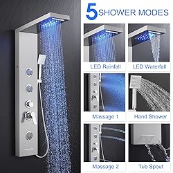 TSIBOMU 5 in 1 Shower Panel Tower System with LED