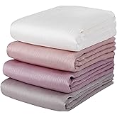 Febfim 4PCS Muslim Women Natural Wrinkle Long Satin Crepe Hijab Set Scarves Smooth Crinkle Ladies Shawl Wrap Set