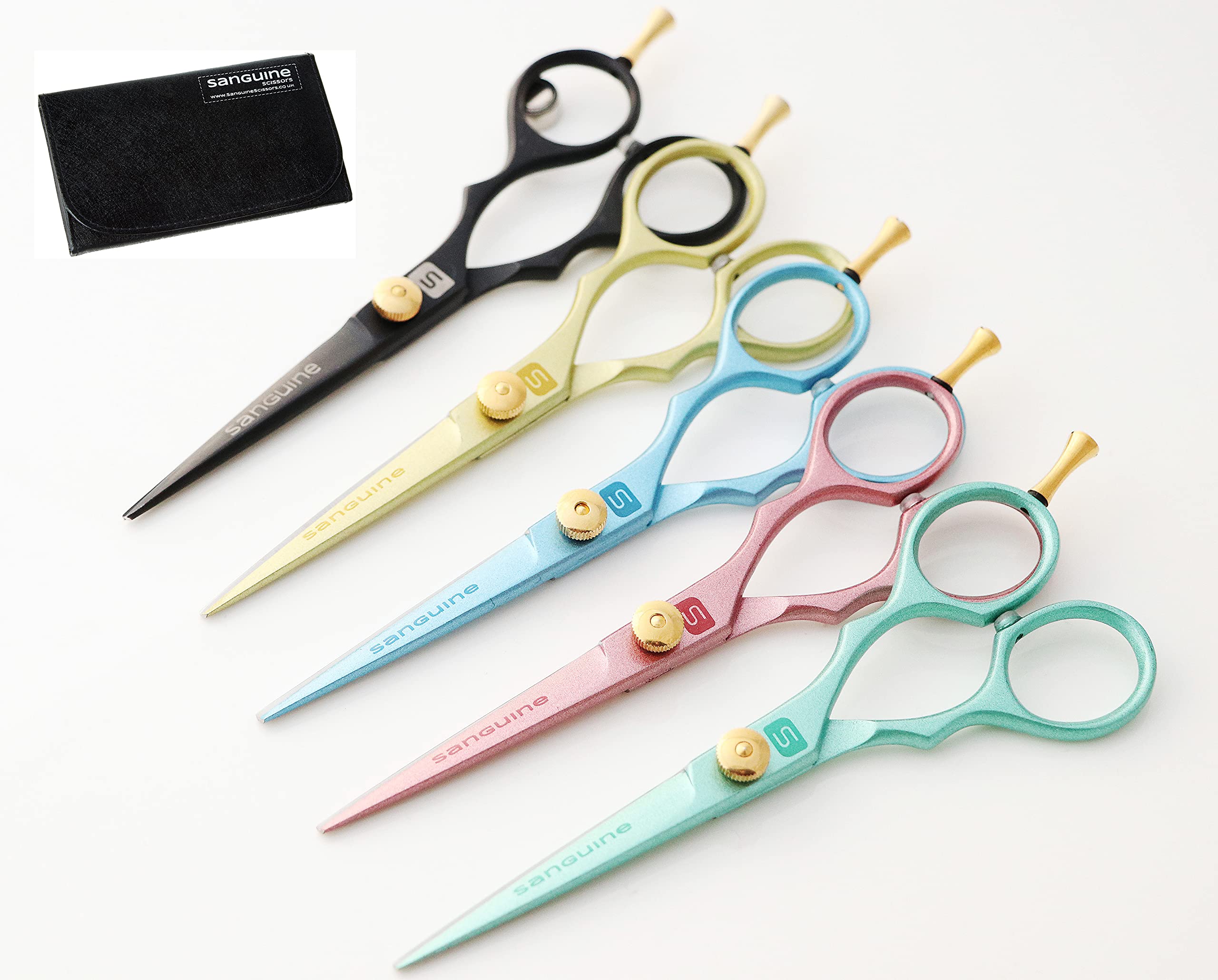Sanguine Hair Scissors, Hairdressing Scissors, with Presentation Case, Professional or Personal use (Gold)