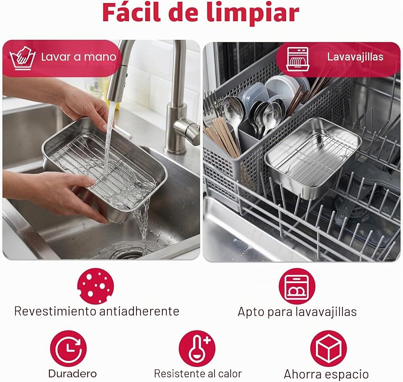 Recipiente air fryer,Accesorio para freidora de aire,bandeja air fryer acero inoxidable 304, compatible con Ninja 7,6L/ 9,5L/ 10,4L AF400EU/AF451EU/AF500EU/DZ400EU, apta para lavavajillas