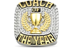 CHARLINLIOL 2025 COACH OF THE YEAR Championship Ring – Premium 2025 Coach Award Gift, Thank You Appreciation Keepsake, Sports Trophy Ring with Gold Dual Plating and CZ Stones