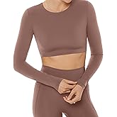 PAVOI ACTIVE Long Sleeve Crop Top | Medium Support Crew Neck Moisture-Wicking Women's Performance Gym Workout Tee | HiPerform