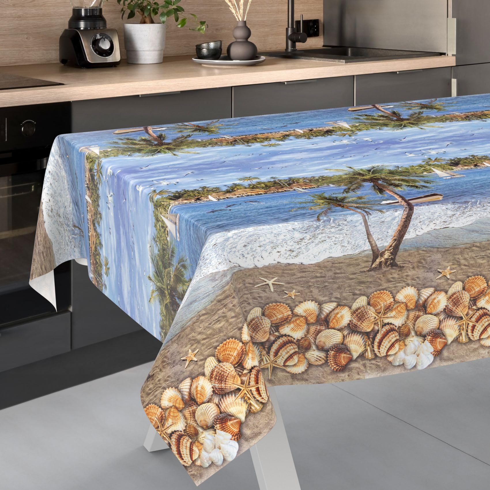 ANRO Oilcloth Tablecloth, Washable, Oilcloth, Garden Tablecloth, Outdoor, Indoor, 240 x 140 cm, Cut Edge, Holiday