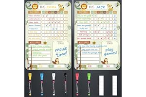 BIROYAL Chore Chart for Kids Multiple Kids, 2 Pack Magnetic Acrylic Chore Board 12"x8" with Markers & Anti-Scratch Pads - Eas