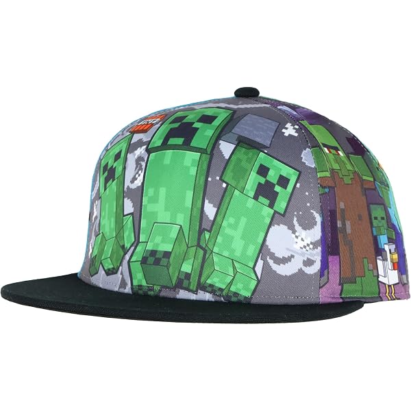Casquette Réversible Minecraft Creeper - Noir Et Vert - Taille Unique Garçons