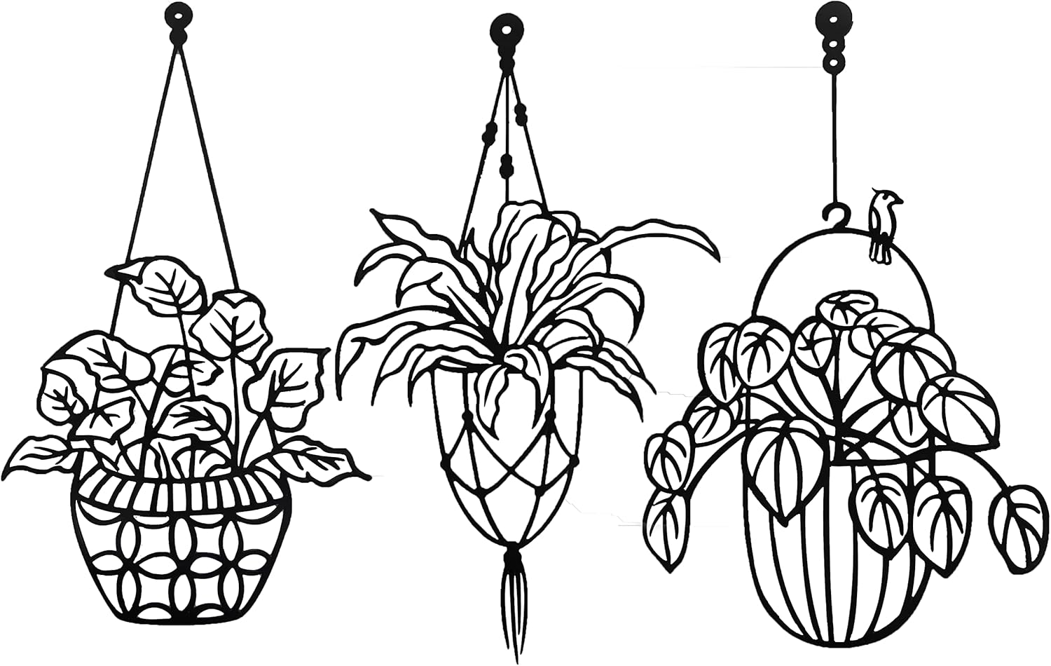 Plaques & Wall Art - wxysdudio Black Metal Flowers Wall Decor Art,Metal Wall Decor for Living Room Bathroom Bedroom,Kitchen Wall Art Decor Metal Wall Sculpture for Patio Balcony,Set of 3