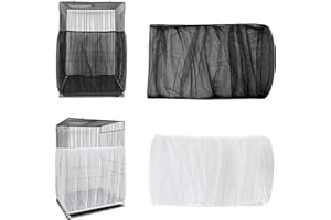 Universal Bird Cage Cover - 2 Pack Bird Cage Seed Catcher, Black and White Birdcage Cover - Mesh Netting Skirt for Round Squa