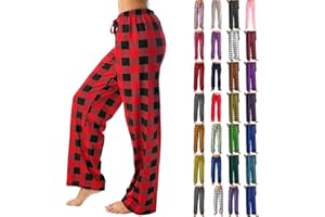 YUTANRAL Womens Pajama Pants High Waisted Lounge Baggy Buffalo Plaid Sleepwear