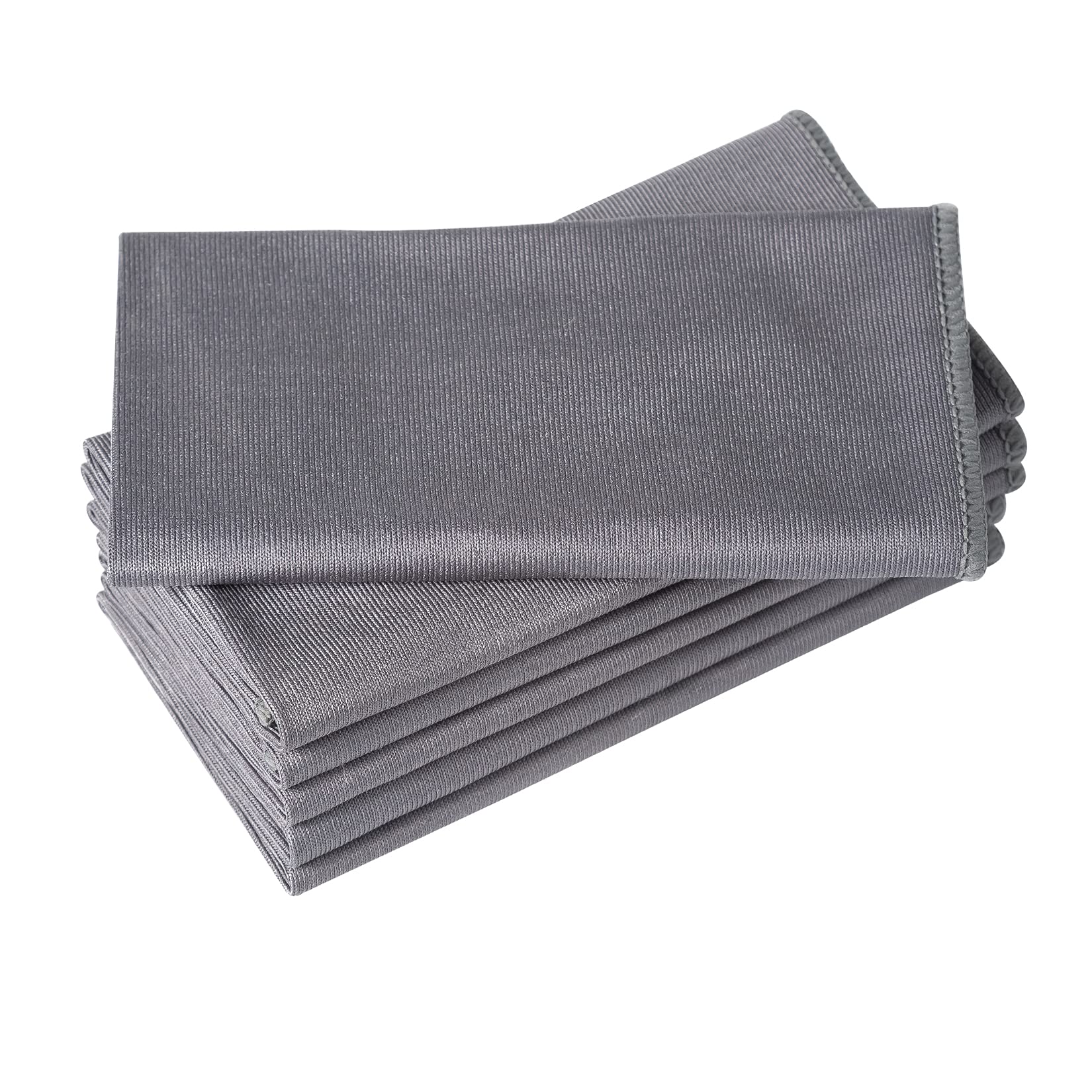 Puomue 6 Pack Microfiber Glass Cleaning Cloth, 16 Inch X 16 Inch, Lint Free Quickly Clean Window, Glasses, Windshields, Mirrors, and Stainless Steel, Grey