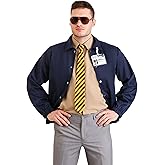 Adult Burt Macklin FBI Costume, Parks and Recreation Men's Cosplay Outfit with FBI Jacket