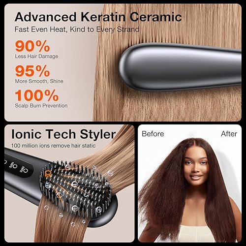 Llano Cordless Hair Straightener Brush, [2024 Upgraded] 6400 mAh