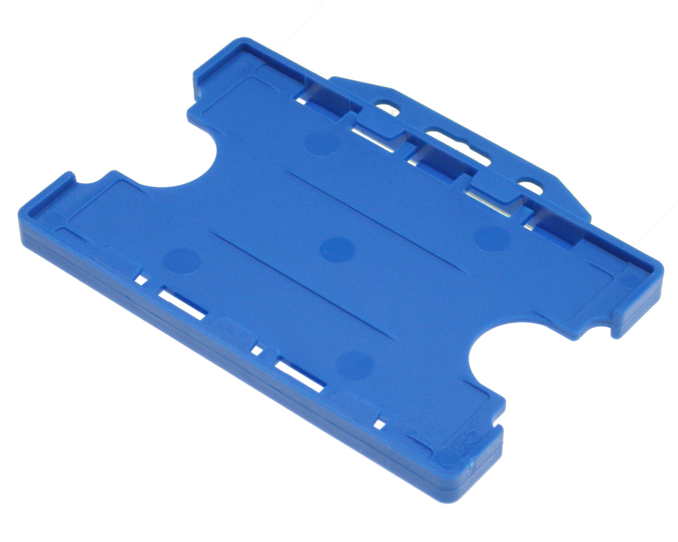 Customcard Ltd Double-Sided ID Card Holder - Secure, Blue Plastic for 2 Credit-Sized Cards (85mm x 54mm) - Durable, Lightweight for Work, School, Events - ID Card Holder for Lanyard (Blue, Pack of 1)