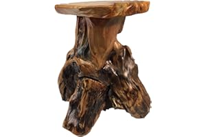 GREENER VALLEY TRADING Greener Valley Root Wood Stool, End Table, Plant Stand, Many uses - 20" High