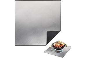 DocSafe 40" Square Fire Pit Mat,Upgraded 4-Layer Under Grill Mat Deck Patio Protect Mat,Fireproof Mat Fire Pit Pad for Outdoor Wood Burning Fire Pit and BBQ Smoker,Reusable＆Waterproof,Black＆Silver