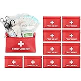 Camoredy Empty Mini First Aid Kit Bag Portable Waterproof Small First Aid Pouch for Emergency Supplies Travel Home Car (Red, Pack of 10)