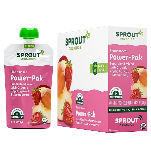SPROUT ORGANIC APPLE APRICOT STRAWBERRY SUPERFRUIT, 4.22 OZ POUCH