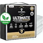 MATTSHIELD Ultimate Sensitive Skin 3-Piece Kit β Queen Size Bed Bug Mattress Protector + 2 Zippered Pillow Covers β Organic Cotton Terry Top β Waterproof 6-Sided Encasement, Soft & Breathable