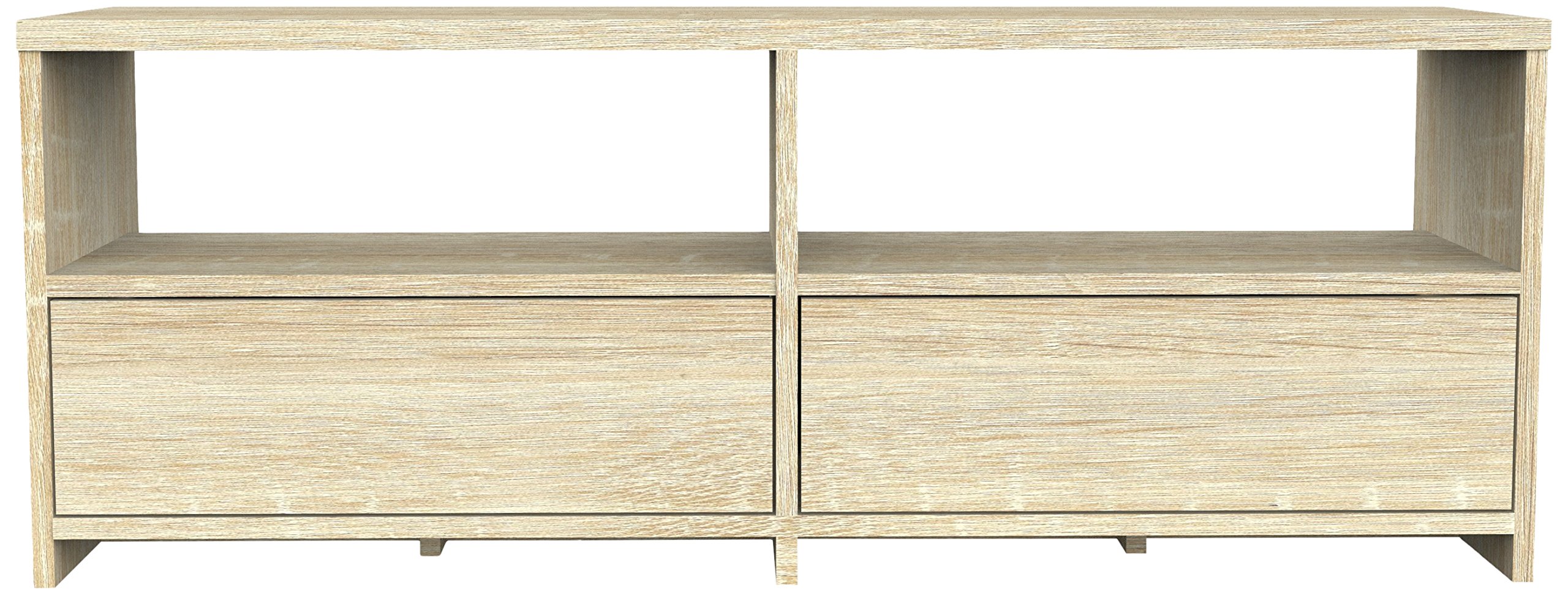 Furniture 247 Contemporary 2-Drawer TV Stand 120 x 39 x 49cm, Natural Oak-Effect