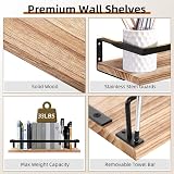 Uten Floating Shelves Wall Mounted 16.5in Wood Set with 8 Hooks Towel Bar view 3