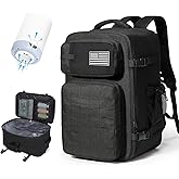 Vacuum Travel Tactical Backpack with Air Pump Carry on Flight Approved Personal item Large Tool Hiking Compression Gym Backpack Vacuum Seal Bags for Clothing Travel Women Men Mochila de Viaje Black