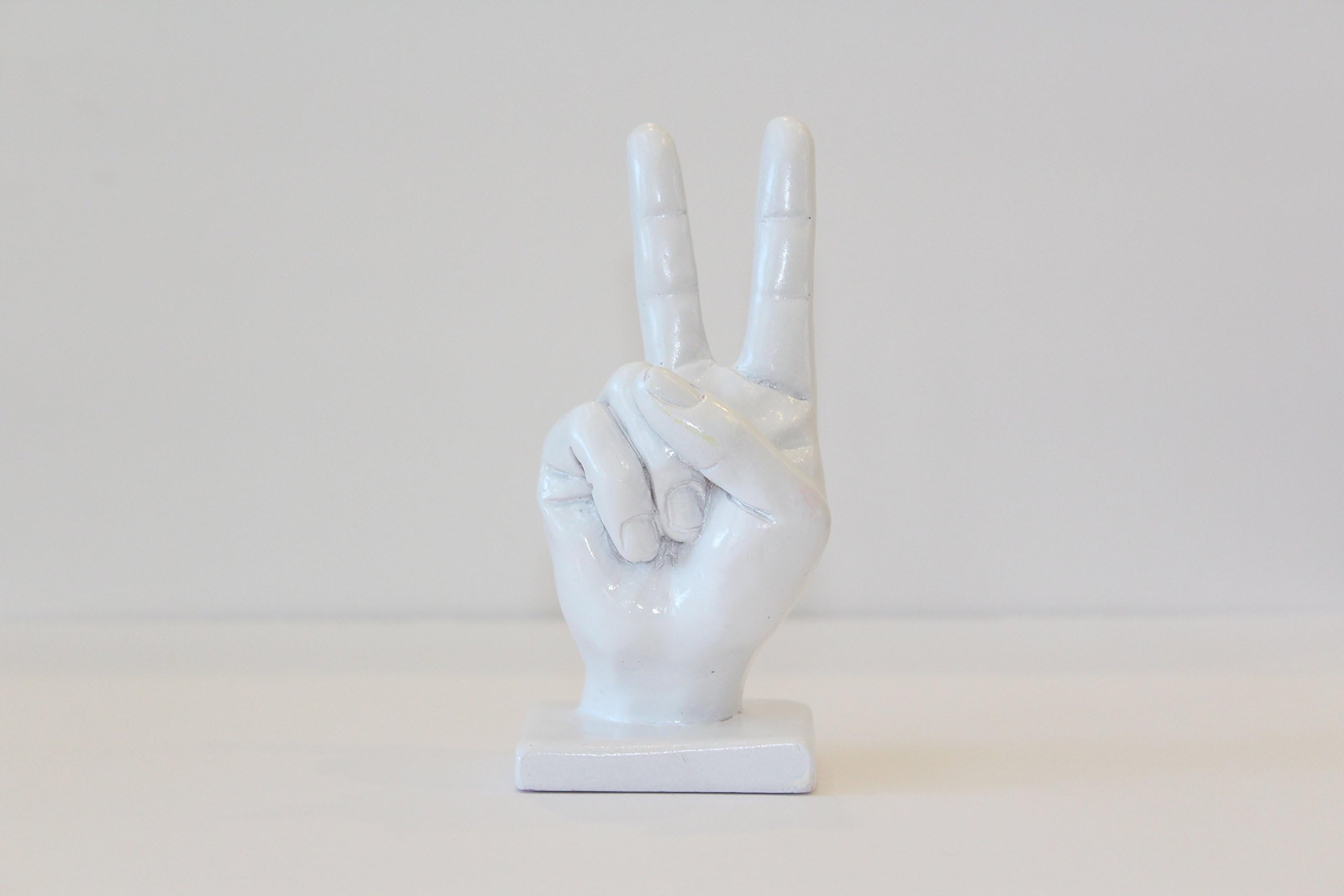 Peace Sign hand symbol sculpture White