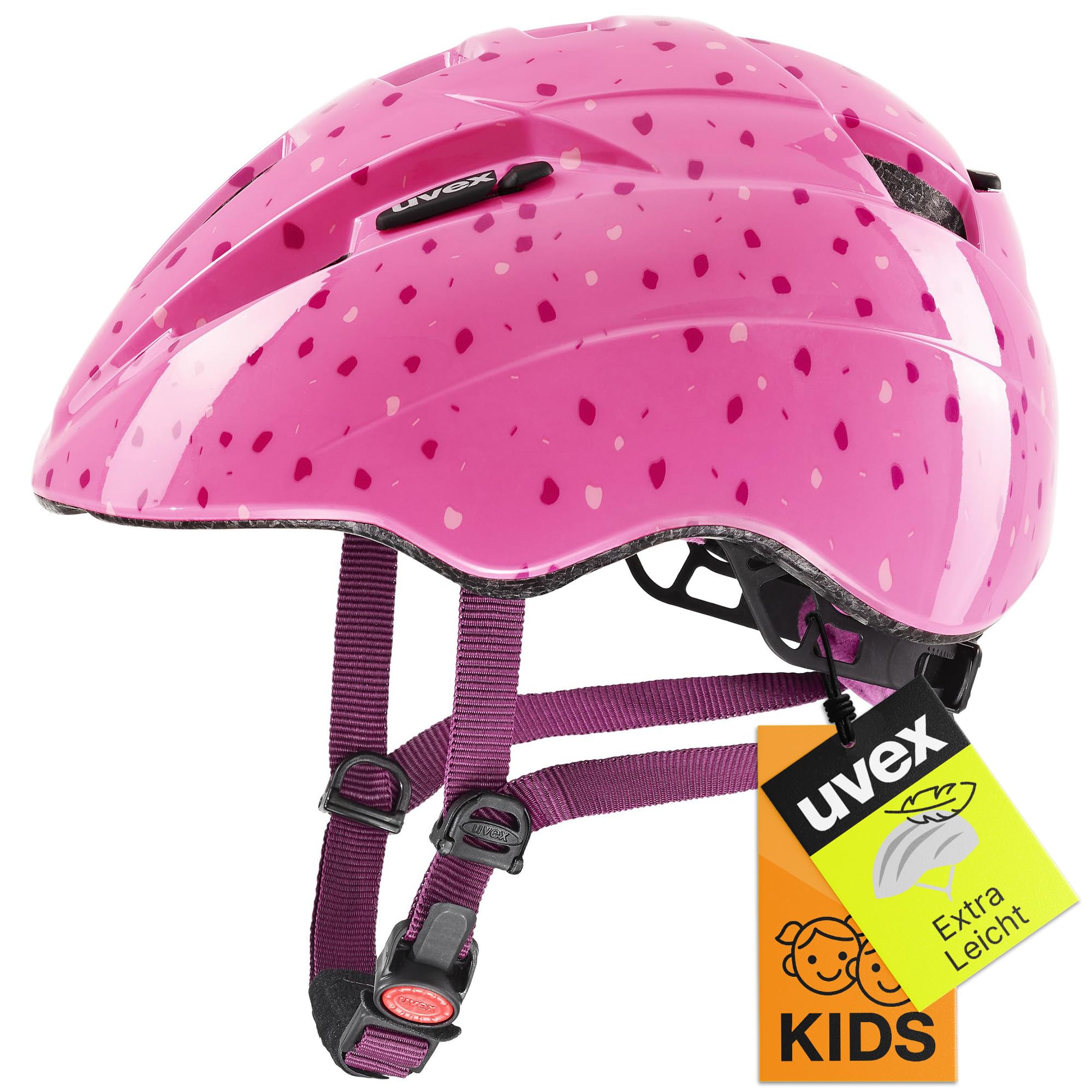 uvex Kid 2 - Lightweight Kids Bike Helmet for Children - Individual Fit - Upgradeable with an LED Light - Pink Confetti - 46-52 cm