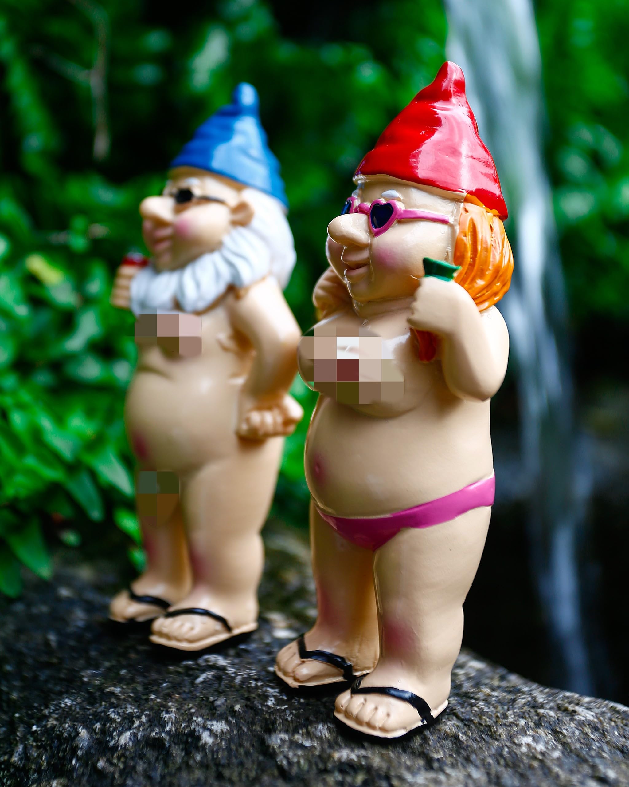 2Pcs Garden Gnome Garden Ornaments Outdoor Garden Gnomes Outdoor Funny Gnome Statue for Lawn Yard Balcony Porch Patio Home Ornaments Garden Decoration