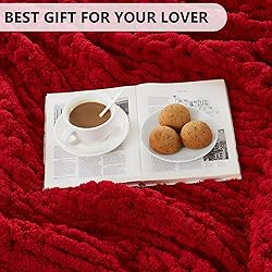 L'AGRATY Chunky Knit Blanket - Soft Chenille Yarn