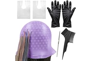 Punched Hole Silicone Highlight Hair Cap with Needle and Hair Coloring Brush, Highlighting Streaking Cap, Highlight Cap, Prof