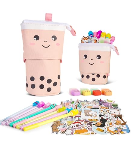 TGUBJGV Cute Boba Bubble Tea Print Kids Backpack, Lightweight Girls School Bookbag with Front Pocket and Side Pockets for School and Daily Use