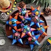 Simgoing 9 Pcs Piñata Talavera Mexican Christmas Ornaments Hand Painted Five Pointed Xmas Tree Ornament Plastic Mexican Crafts Decorations for Christmas Fiesta Party Crafts Home Decor (Bright Color)