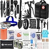 GPUSFAK Emergency Survival Kit and First Aid Kit, Camping First Aid Survival Kit with Molle Pouch for Preparedness Outdoor Adventure, Black