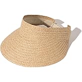 FURTALK Sun Visor Hats for Women Wide Brim Straw Visors Womens Foldable Beach Visors Summer Packable Ponytail Beach Hat