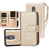 TabPow LG Stylo 3 Case, 10 Card Slot - ID Slot, Button Wallet Folio PU Leather Case Cover With Detachable Magnetic Hard Case For LG Stylo 3/ LG Stylo 3 Plus -Gold