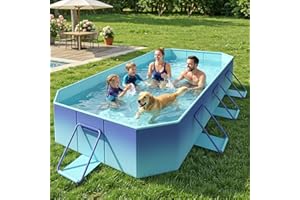 HeySplash Foldable Pool, Non-Inflatable Swimming Pool with Rigid Puncture-Proof Hard Composite Board, Adults & Kids Pool for 