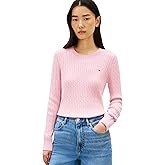Tommy Hilfiger Women's Cable Knit Crew Neck Sweater Lightweight Pullover