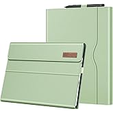 Fintie Case for 13 Inch Microsoft Surface Pro 11/10/9 - Multiple Angle Viewing Portfolio Business Cover with Pocket & Stylus Holder, Compatible with Type Cover Keyboard, Mint Green