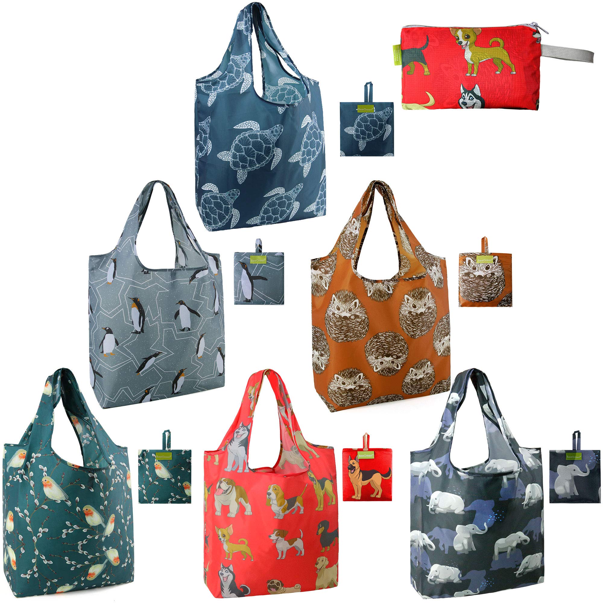 Beegreen Reusable Grocery Bags Pack Foldable Shopping Bags Bulk