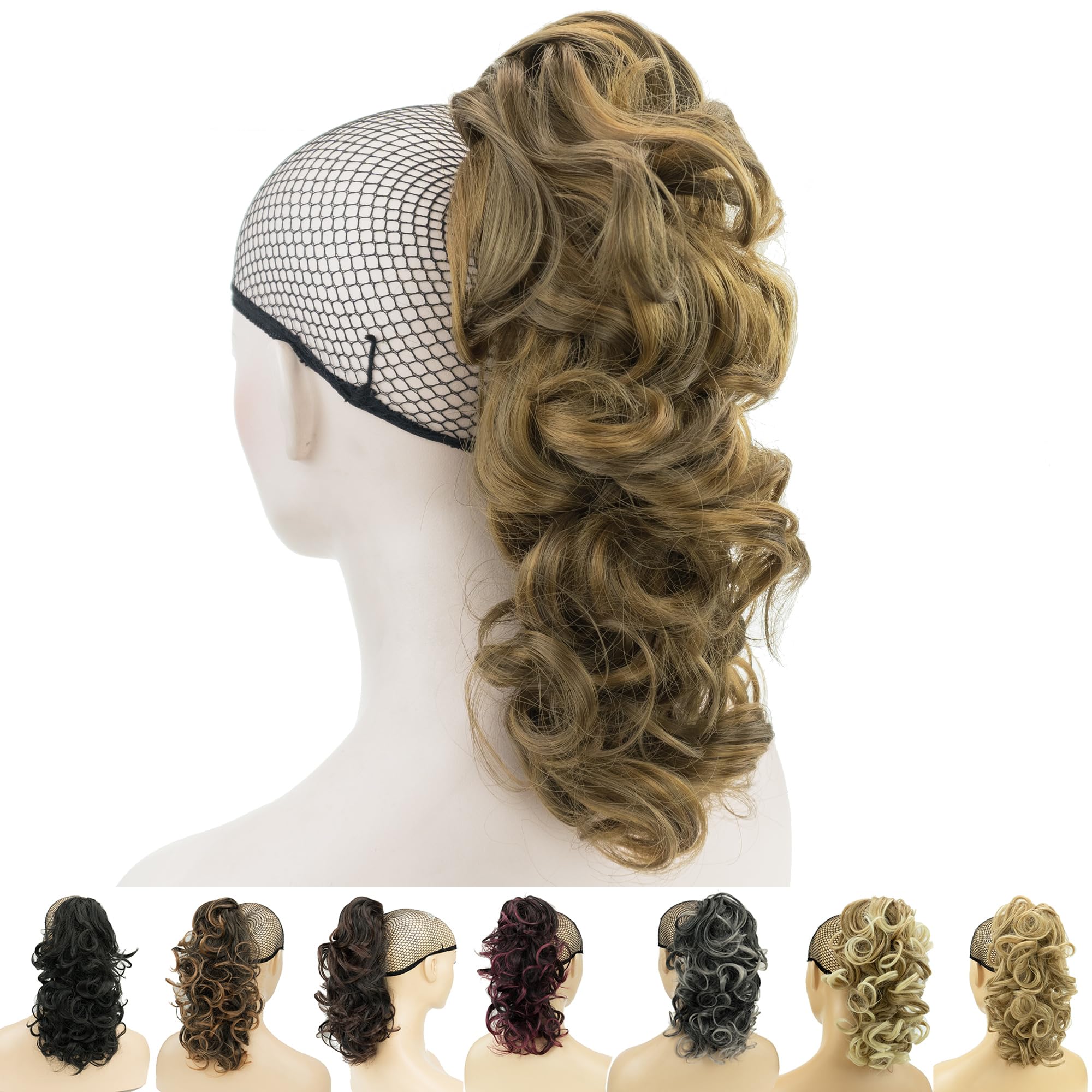 IMISSU Messy Curly Hair Short Claw Ponytail Hair Extensions Pony Tail Clip in Hairpieces (Piano Brown) — image 1