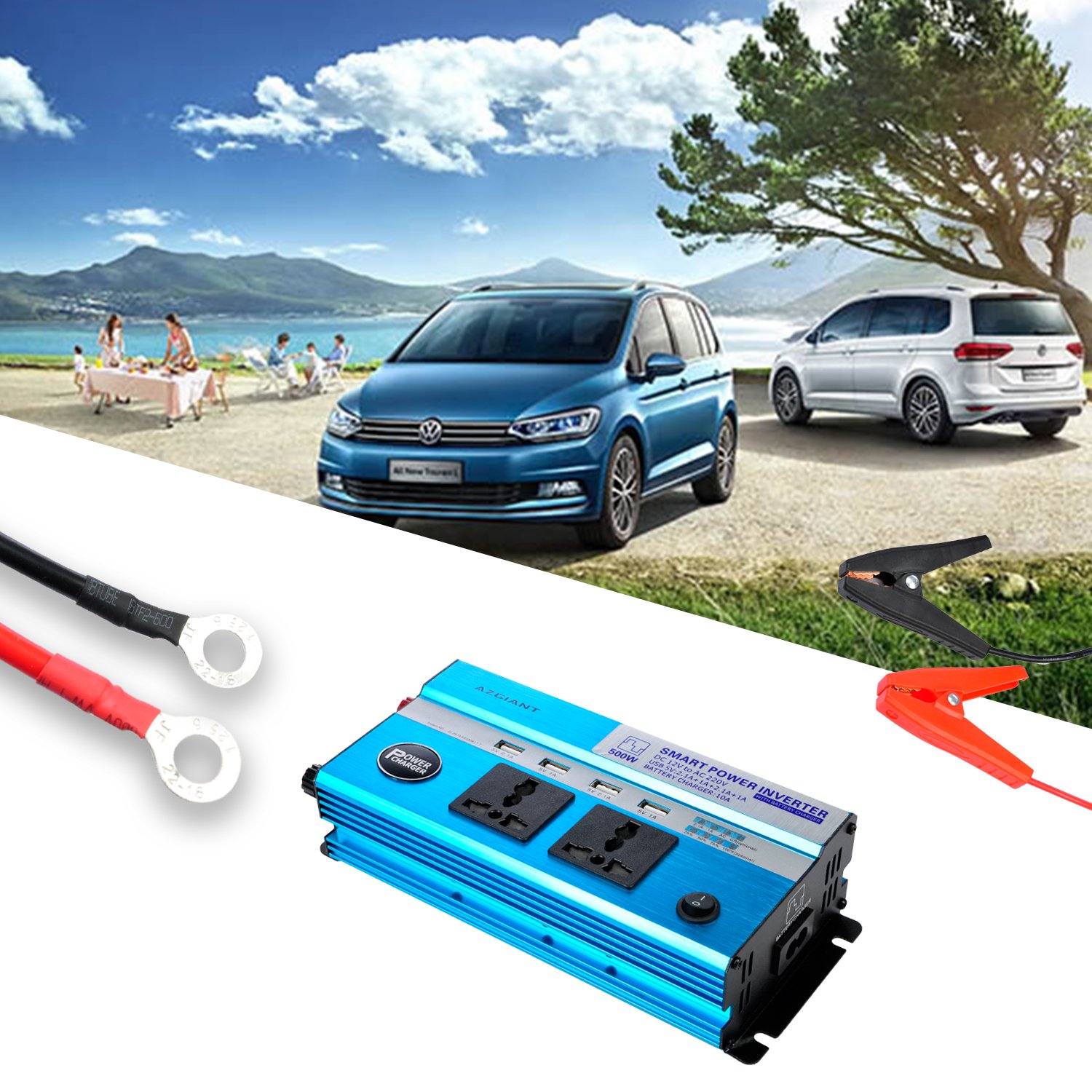 Amazon.es: azgiant 500 W Smart Car Power Convertidores recargable ...