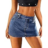 Eddoyee Denim Mini Skirt Women Jeans Skirts 5 Pockets High Waisted Y2K Stretch Cute Bows Short Jean Skirt